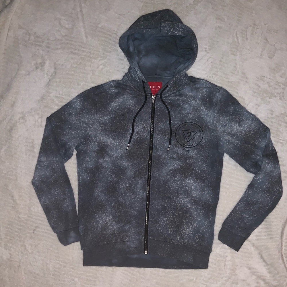 Guess LA Mens XS Galaxy Print Zip Up Hoodie